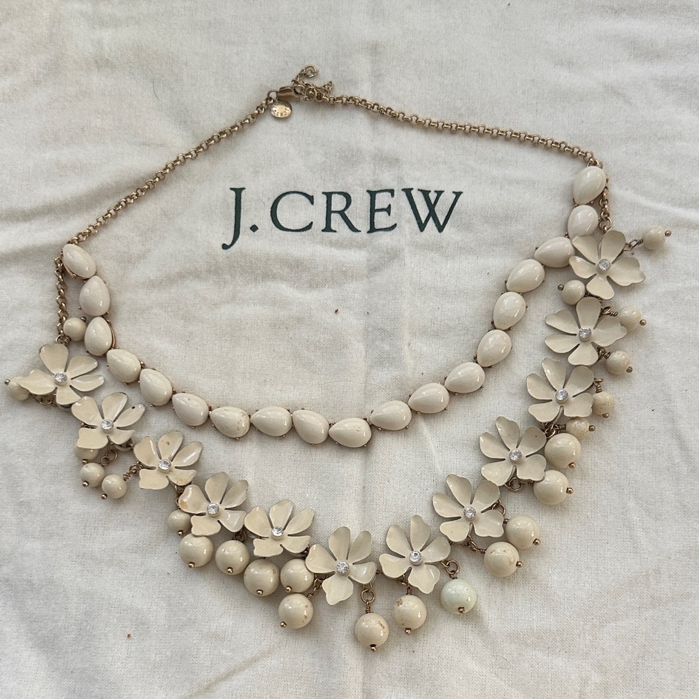 J. Crew Beige Floral Statement Necklace